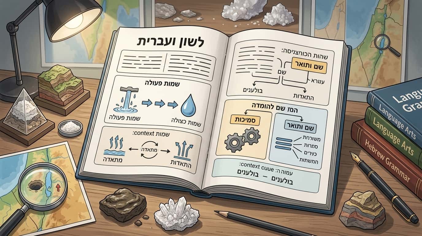 תרגול לשון: שמות פעולה וצירופי שמות (ים המלח)